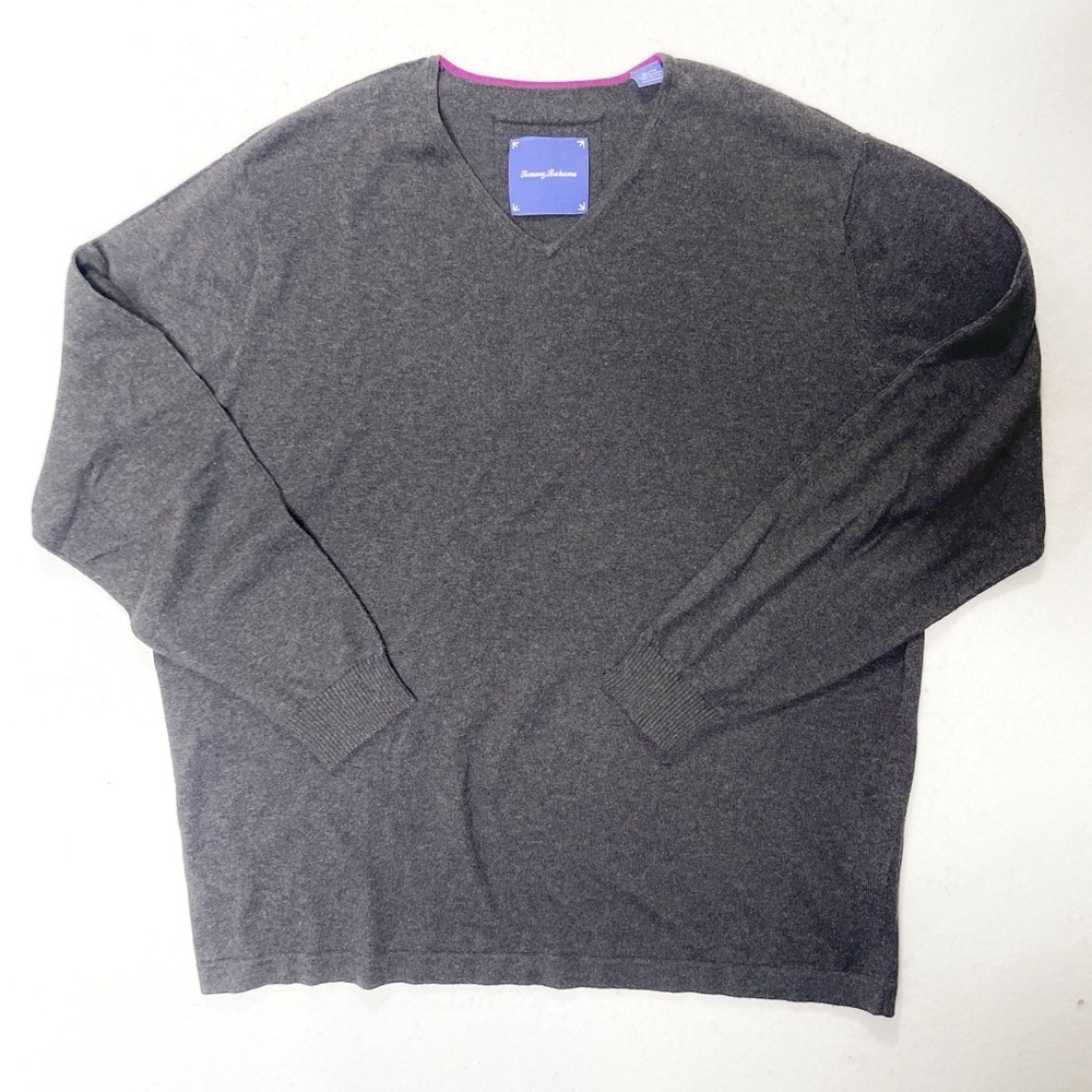 Tommy Bahama Cotton Cashmere Men's Gray Long Sleeve V-Neck Sweater Xl Cozy Comfy
